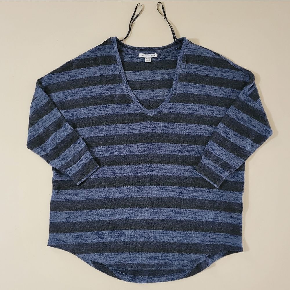 American Eagle Outfitters Women's Stripe V-neck Navy and Black Dolman Sweater - Picture 3 of 14